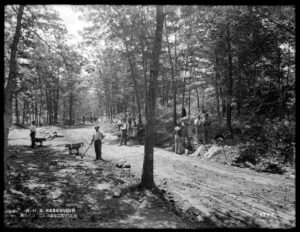 Roadway construction in the Fells, 1898